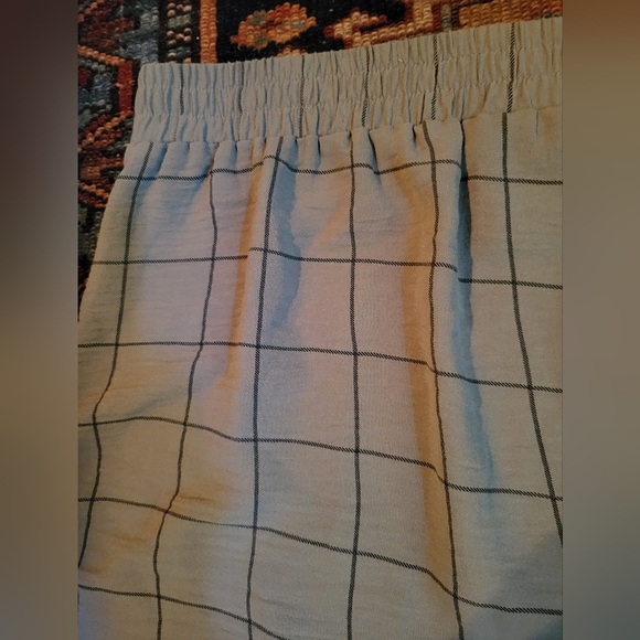 New York Clothing Company Green Window Pane Knee Length Skirt Elastic Tie Small - Picture 6 of 8